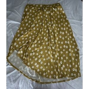 Lark & Grey Skirt Floral Yellow Below Knee Pull On Size S
